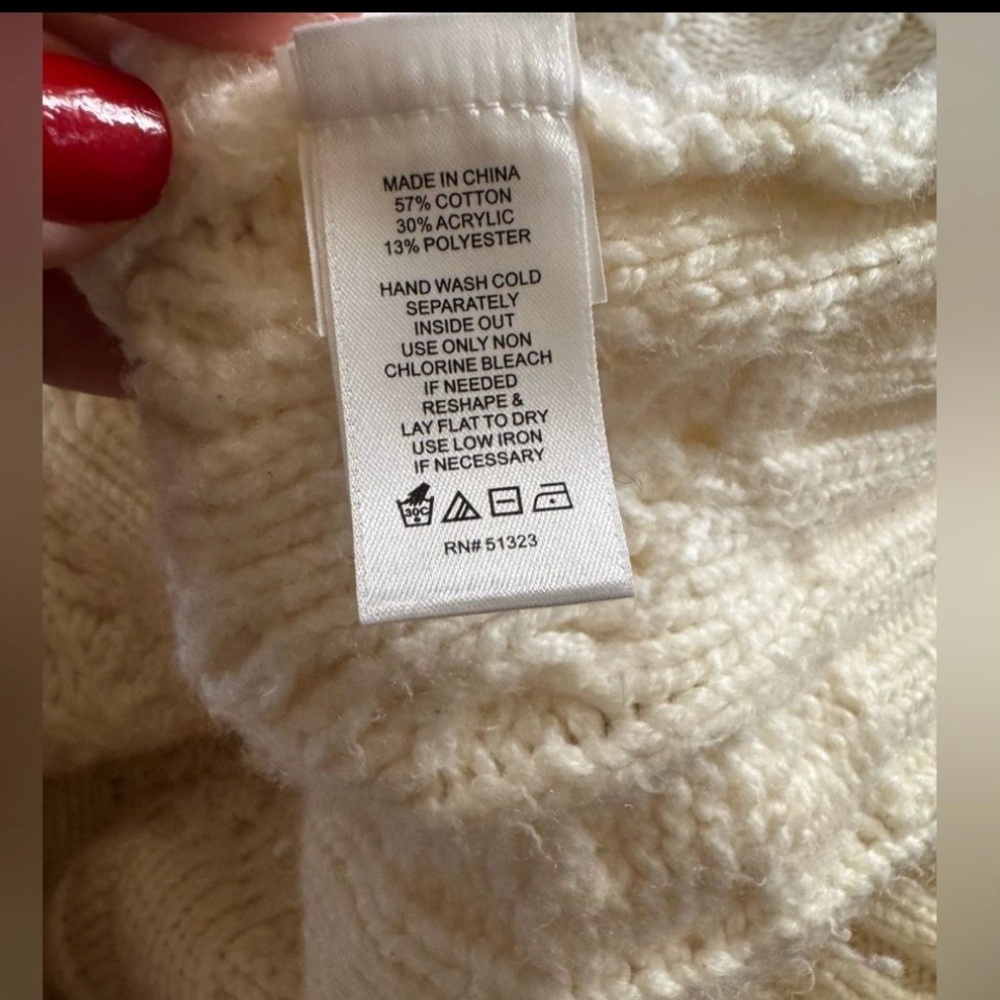 1. STATE Ivory Cable Knit Sweater XS Chunky Crewneck Cozy Chic Puff Sleeve - Picture 4 of 6